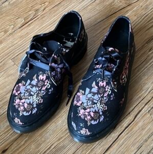 Dr. Martens Size 10/41 Black and Pink Floral Oxfords